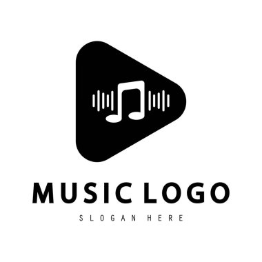 Müzik simgesi logo tasarımı vektör çizimi