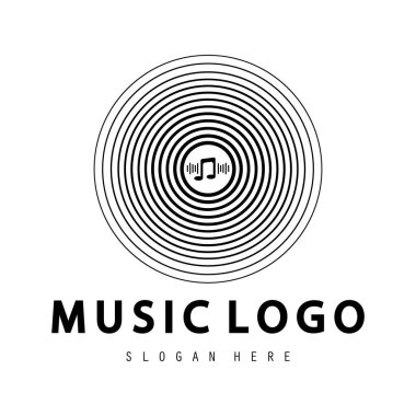 Müzik simgesi logo tasarımı vektör çizimi