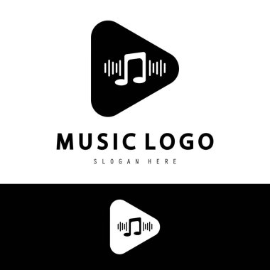 Müzik simgesi logo tasarımı vektör çizimi