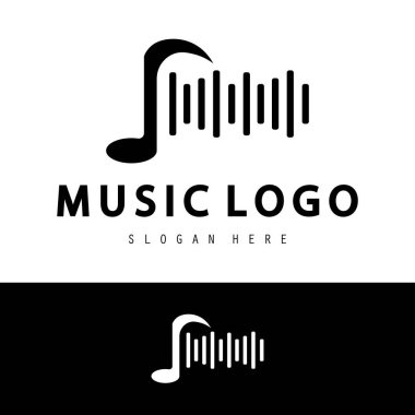 Müzik simgesi logo tasarımı vektör çizimi