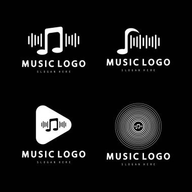 Müzik simgesi logo tasarımı vektör çizimi