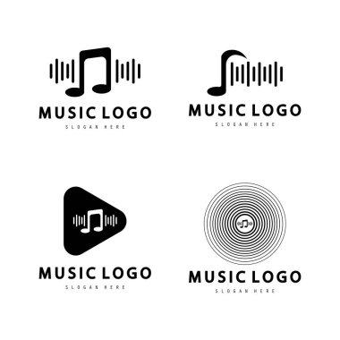 Müzik simgesi logo tasarımı vektör çizimi