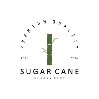 Şeker kamışı Basit Logo Tasarımı. Doğal Tatlı Şeker Çubuğu Logosu Basit tasarım vektörü çizimi
