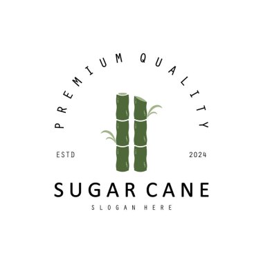 Şeker kamışı Basit Logo Tasarımı. Doğal Tatlı Şeker Çubuğu Logosu Basit tasarım vektörü çizimi