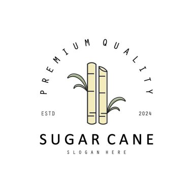 Şeker kamışı Basit Logo Tasarımı. Doğal Tatlı Şeker Çubuğu Logosu Basit tasarım vektörü çizimi