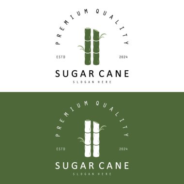 Şeker kamışı Basit Logo Tasarımı. Doğal Tatlı Şeker Çubuğu Logosu Basit tasarım vektörü çizimi