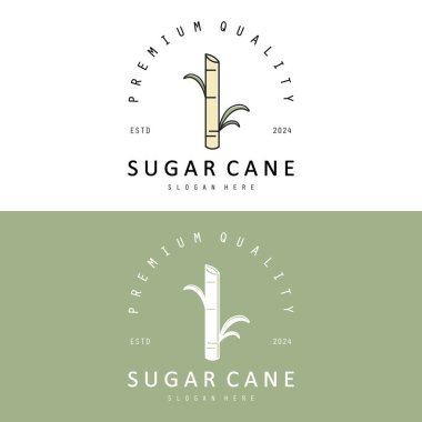 Şeker kamışı Basit Logo Tasarımı. Doğal Tatlı Şeker Çubuğu Logosu Basit tasarım vektörü çizimi