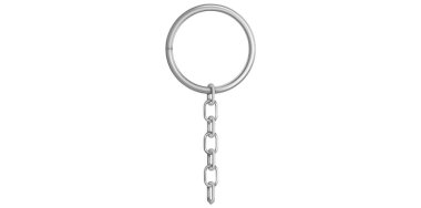 Metal Yüzük Vektörü İllüstrasyonlu Gerçekçi Gümüş Anahtar Zinciri.