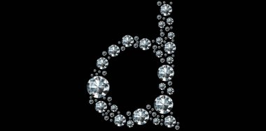 Gümüş Elmaslar Alfabe Mektubu d Lüks Metin Tasarım Vektörü İllüstrasyonu.