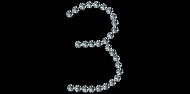 Pırlanta Elmaslar 3 Numaralı Lüks Metin Tasarım Vektör İllüstrasyonu.