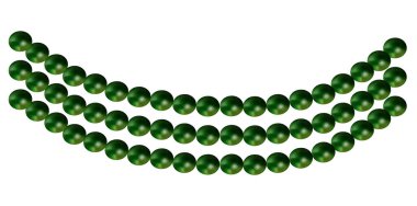 Beyaz Arkaplanda Çok Katmanlı İnci Kolye, Eski Mücevher Boncukları Garland Vektör İllüstrasyonu.