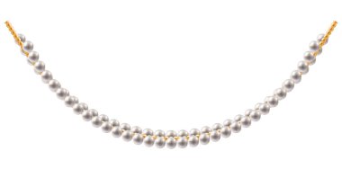 Altın zincir taşıyıcı illüstrasyonuyla Büyüleyici İnci Kolye.