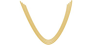 Çok Katmanlı Altın Zincirli Kolye Beyaz Arkaplanda, Eşsiz Güzel Mücevher Vektörü İllüstrasyonu.