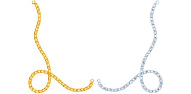 Çarpıcı Altın ve Gümüş Zincirli Bilezik Vektör İllüstrasyonu.