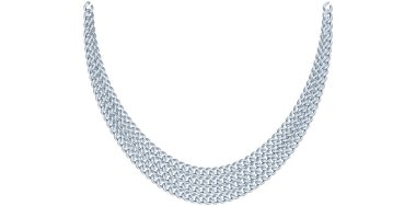 Çok Katmanlı Gümüş Zincirli Kolye Beyaz Arkaplanda, Eşsiz Güzel Mücevher Vektörü İllüstrasyonu.