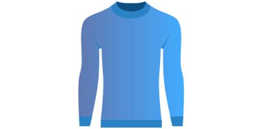 Gradyan Mavi Yuvarlak Boyun Uzun Kollu Süveter Vektör Çizimi.