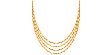 Beyaz Arkaplanda Çok Katmanlı Altın Zincirli Kolye Eşsiz Güzel Mücevher Vektörü İllüstrasyonu.