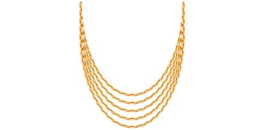 Beyaz Arkaplanda Çok Katmanlı Altın Zincirli Kolye Eşsiz Güzel Mücevher Vektörü İllüstrasyonu.