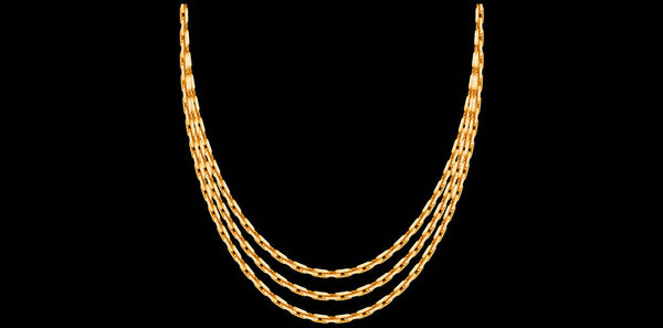 Многослойное ожерелье из золотой цепи на черном фоне, уникальная векторная иллюстрация ювелирных изделий.