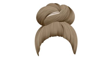 El Çizimi Moda Kadın Saç Tarzı Vektör İllüstrasyonu.