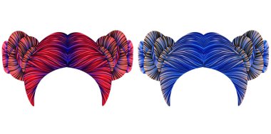 Farklı Kadın Saçları Tarzları Vektör Resimlerinin El Çizimi.