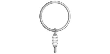 Metal Yüzük Vektörü İllüstrasyonlu Gerçekçi Gümüş Anahtar Zinciri.