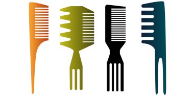 Beyaz arka planda izole edilmiş plastik saç tarakları, Güzel Aletler Düz Tasarım Vektör İllüzyonu.