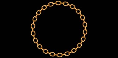 Siyah Arkaplanda Altın Zincir Mücevherler Dekoratif Çerçeve Tasarımı Element Vektör İllüstrasyonu.