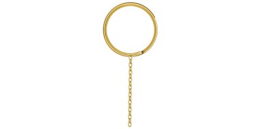 Metal Yüzük Vektörü İllüstrasyonlu Gerçekçi Altın Anahtarlık.