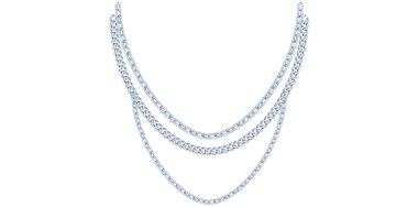 Beyaz Arkaplanda Gümüş Zincirli Kolye, Eşsiz Güzel Mücevher Vektörü İllüstrasyonu.