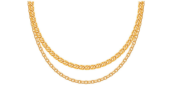 Ожерелье из золотых цепей на белом фоне, уникальная векторная иллюстрация ювелирных изделий.
