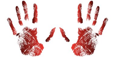 Grunge Hands Yazdırma Sembol Vektörü İllüstrasyonu, İnsan avuç içi mürekkebi deseni Beyaz Arkaplanda İzole Edildi.
