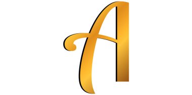 Altın Parlak Alfabe Harfi A Yazı Tipi Tasarım Vektörü İllüstrasyonu.