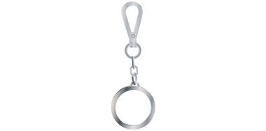 Metal Yüzük Vektörü İllüstrasyonlu Gerçekçi Gümüş Anahtar Zinciri.