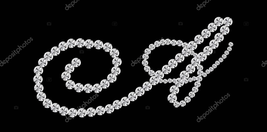 Silver Diamonds Alphabet Letter A Luxury Text Design Vector Illustration.