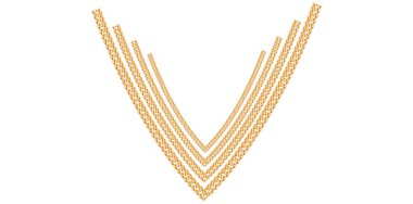 Göz kamaştırıcı Altın Zincirler Beyaz Arkaplanda, Antika Mücevher Vektörü İllüstrasyonu.