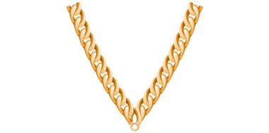 Göz kamaştırıcı Altın Zincir Beyaz Arkaplanda, Antika Mücevher Vektörü İllüstrasyonu.