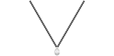 Gemstone İnci Kolyesi Beyaz Arkaplanda, Vintage Mücevher Boncukları Garland Vektör İllüstrasyonu.