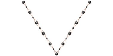 Beyaz Arkaplanda Siyah İnci Kolye, Eski Mücevher Boncukları Garland Vektör İllüstrasyonu.