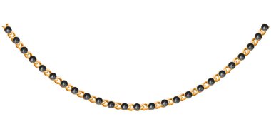 Beyaz Arkaplanda Siyah İnci Zincir Kolye, Eski Mücevher Boncukları Garland Vektör İllüstrasyonu.