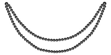 Beyaz Arkaplanda Siyah İnci Kolye, Antika Mücevher Boncukları Garland Vektör İllüstrasyonu.