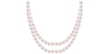 Beyaz Arkaplanda Katmanlı İnci Kolye, Vintage Mücevher Boncukları Garland Vektör İllüstrasyonu.