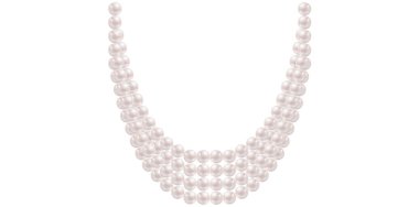 Beyaz Arkaplanda Çok Katmanlı İnci Kolye, Eski Mücevher Boncukları Garland Vektör İllüstrasyonu.