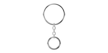 Klasik Metal Yüzük Vektörü İllüstrasyonlu Gümüş Anahtarlık.