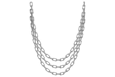 Beyaz Arkaplanda İzole edilmiş Gümüş Zincirler, Moda Mücevher Vektörü İllüstrasyonu.