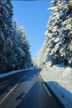 Karla kaplı dağlarda yol
