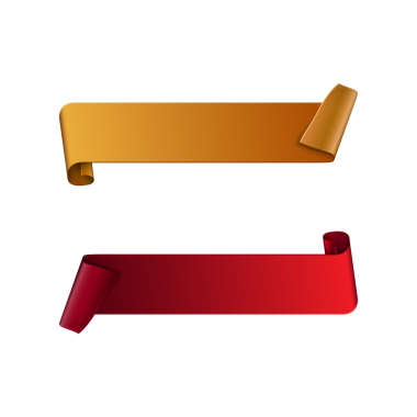 Şık altın ve kırmızı kıvrımlı bilgi kurdeleleri şeffaf bir arkaplanda izole edilmiş. Metin kutusu, başlık çerçevesi ve etiket etiketleri.