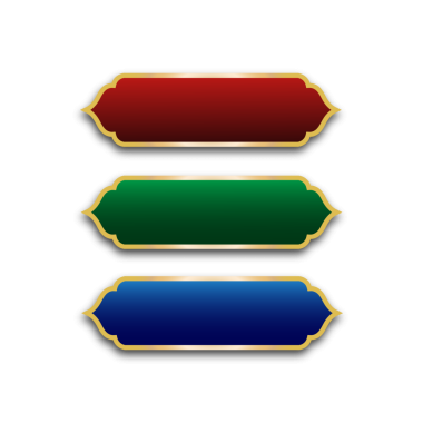 Şeffaf arka planda başlık çerçevesi, metin kutusu ve süs tasarımı ile süslü, altın Arap bayrağı. Zarif ve zarif dekoratif stil..