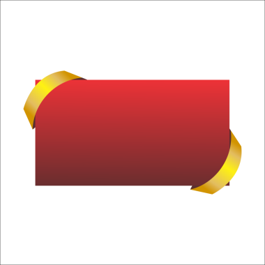 Köşelerde altın kurdeleyle süslenmiş kırmızı gradyan bayrağı, şenlikli duyurular ve promosyonlar için mükemmel, zarafet ve sofistike vurgulanmış.