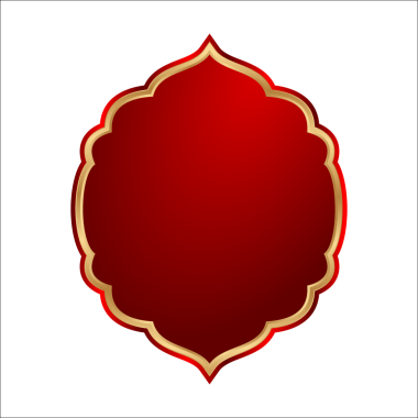 Kırmızı ve Altın İslami Afiş Katman Şekli Başlık Çerçevesi, Metin Kutusu